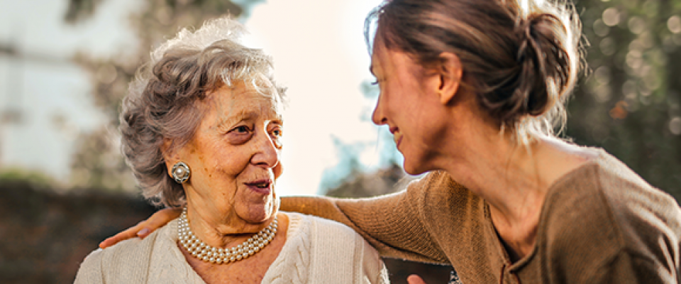 Senior with family caregiver